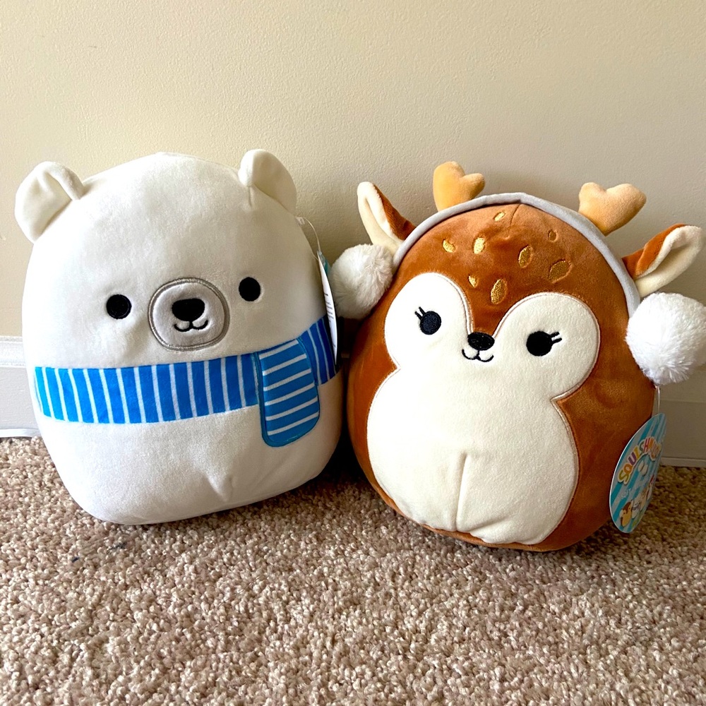 Fawn and polar bear winter Christmas squishmallows